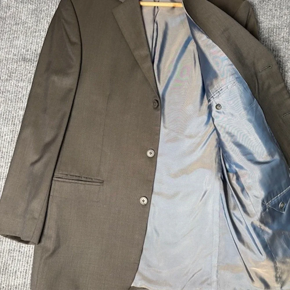 Oscar de‎ la Renta Profile Men's Charcoal brown Wool Silk Suit Jacket Blazer 42L